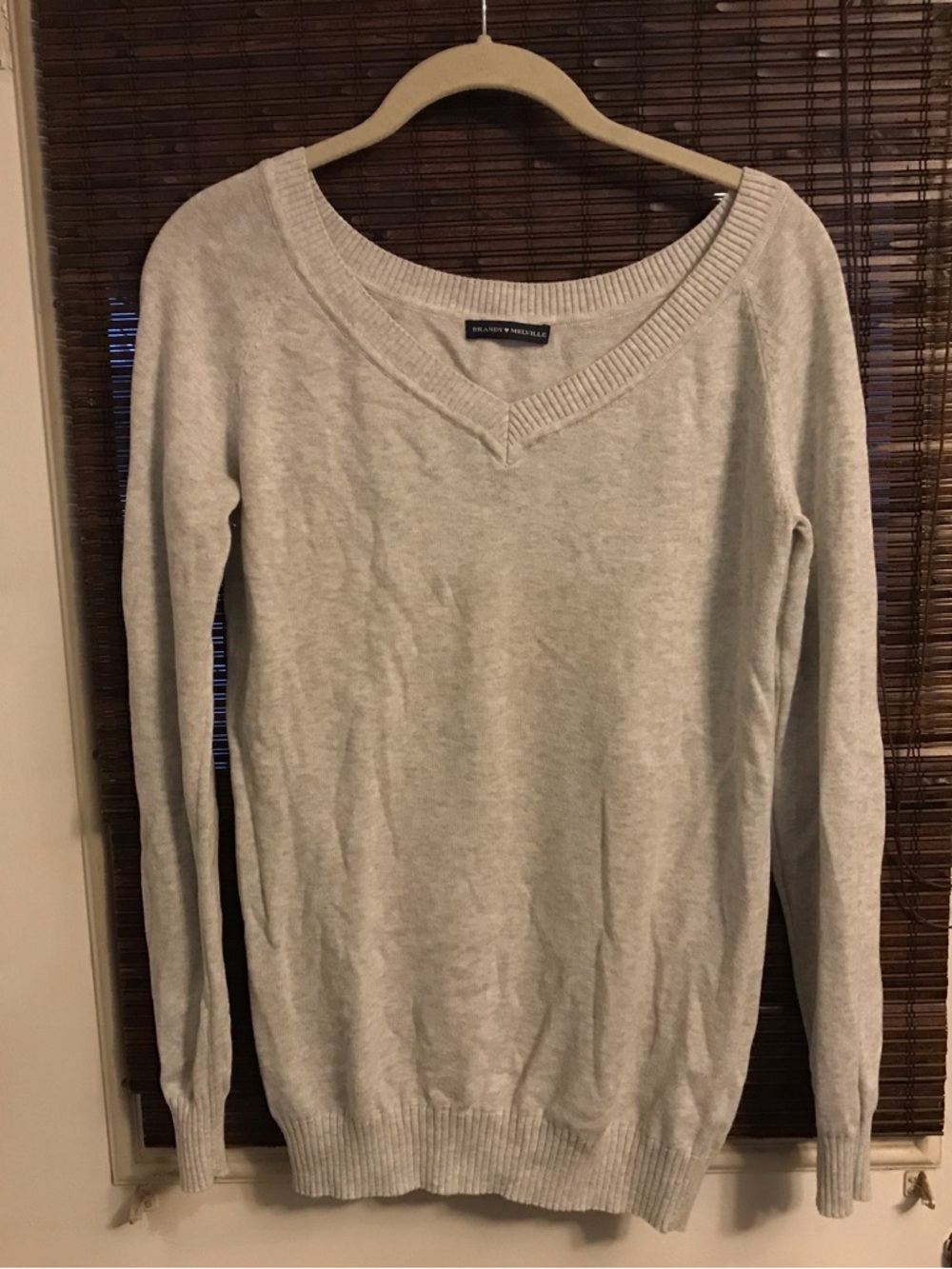 Brandy Melville Light Gray V-Neck Women’s Sweater